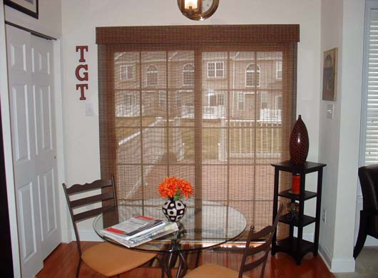 Woven Wood Shades on Sliding Door
