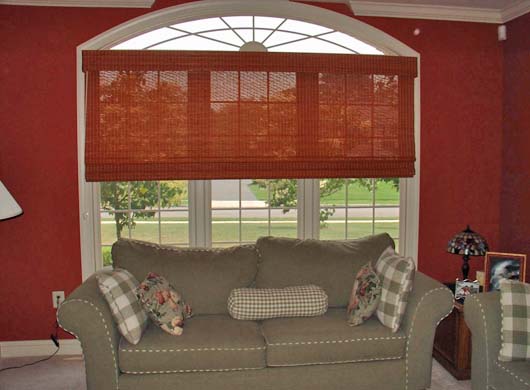 Woven Wood Shades in Living Room
