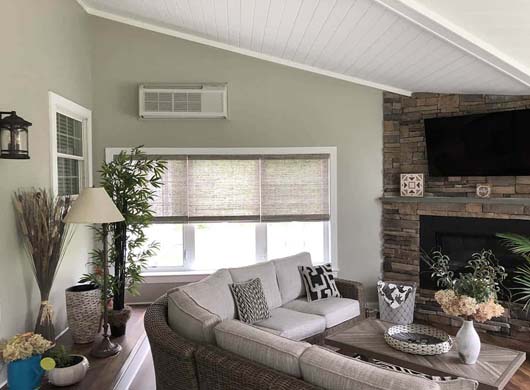 Woven Wood Shades in Living Room