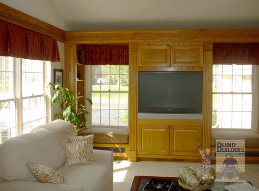 Custom Valance and Draperies in Living Room