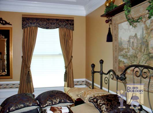 Custom Cornice and Draperies in Bedroom